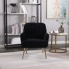 Vynxaria Black Velvet Fabric Accent Chair with Gold Legs for Living Room and Bedroom - 3 of 4
