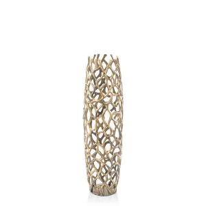 HomeRoots 32" Aluminum Gold Twigs Cylinder Floor Vase - 1 of 2
