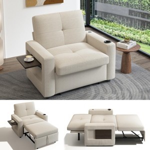 Vipbear 42.5" W Sleeper Sofa Bed with Pull Out Bed,3-in-1 Convertible Sleeper Sofa Chair with Adjustable Reclining Backrest,USB Ports,Side Table - 1 of 4