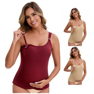 INSPIRE CHIC Women's 3 Packs Maternity Thermal Tank Tops with Built-In Bra with Adjustable Straps - 1 of 4