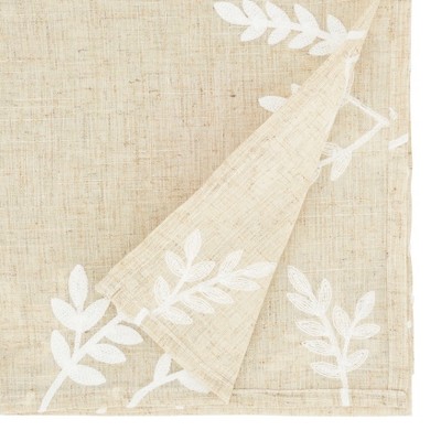 Taupe and Greige Floral Embroidered Polyester Table Runner