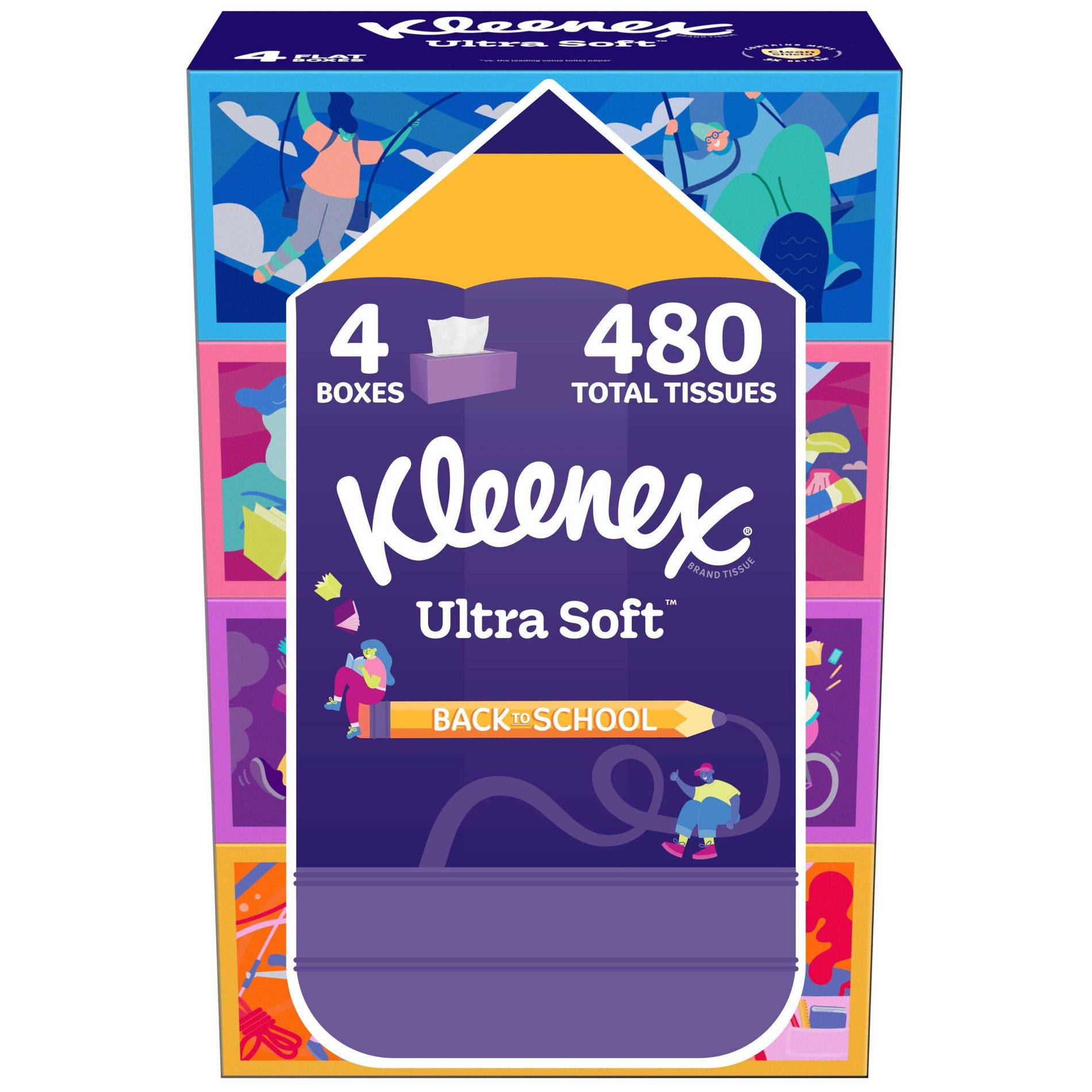 Kleenex Ultra Soft Back to School Facial Tissue - 4pk/120ct