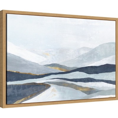 Far Away Land I Navy and Grey Canvas Landscape Print