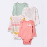 Baby 4pk Long Sleeve Bodysuit - Cloud Island™ Pink