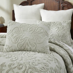 Rylee Collection Floral Design 100% Cotton Tufted Standard Pillow Sham - Better Trends - 1 of 4