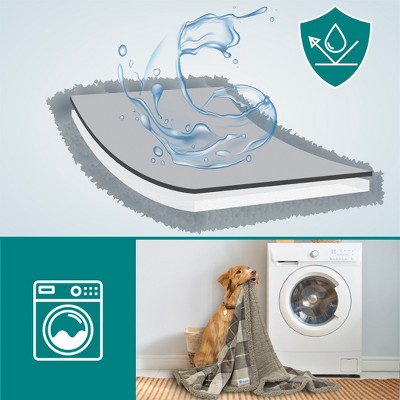 Large Plaid Taupe Waterproof Sherpa Fleece Outdoor Pet Blanket