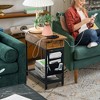 Tangkula End Table with Charging Station Industrial Nightstand Flip Top Side Pocket USB - 4 of 4