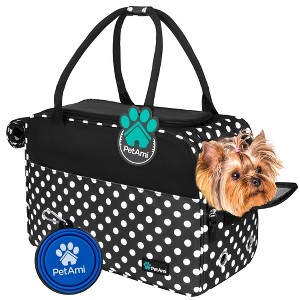 PetAmi Dog Purse Carrier, Airline Approved Soft Sided Pet Carrying Bag Pockets, Ventilated Puppy Cat Travel Carry Tote, Fleece Bed - 1 of 4