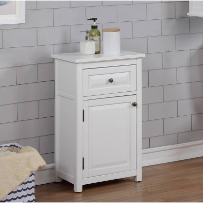 Elegant White 32.7" Floor Cabinet with Adjustable Shelving