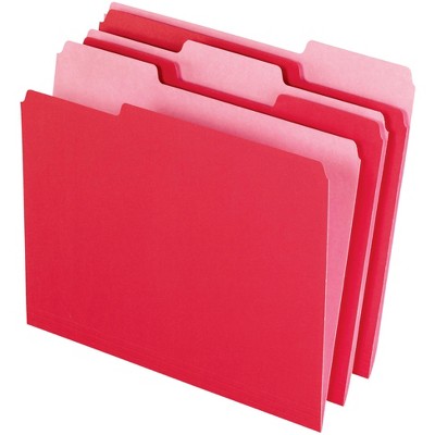 Pendaflex Two-Tone File Folder, Letter Size, 1/3 Cut Tabs, Red, Pack of 100