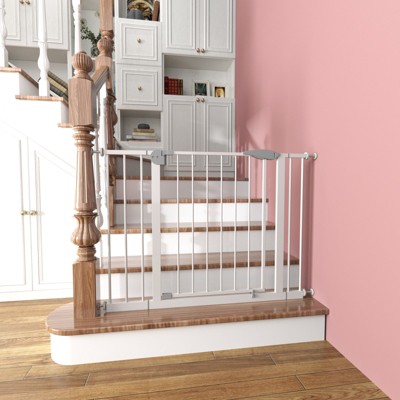 VisioGear Wide Baby Gate for Stairs, Dog Gate Indoor for Doorways, No Drilling Pressure Mounted Pet Gates for Kids, White, 45.3"*31.1"*11.78"