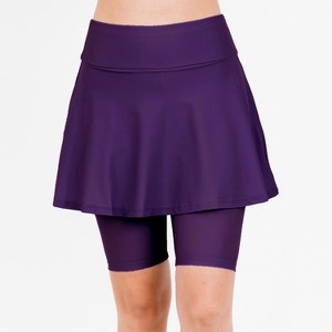 Calypsa Women's Flared Mid-Thigh Swim Skirt With Bike Shorts - 1 of 4