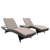 GDFStudio Olivia Outdoor Wicker 3 Piece Armless Folding Chaise Lounge Chat Set with Cushions - 2 of 4