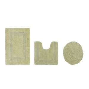 Lux Premium 100% Cotton  Ultra-Soft Tufted Solid Reversible 3 Piece Bath Rug Set, Water-Absorbent, Durable, Machine Washable Bathroom Rug - 1 of 4