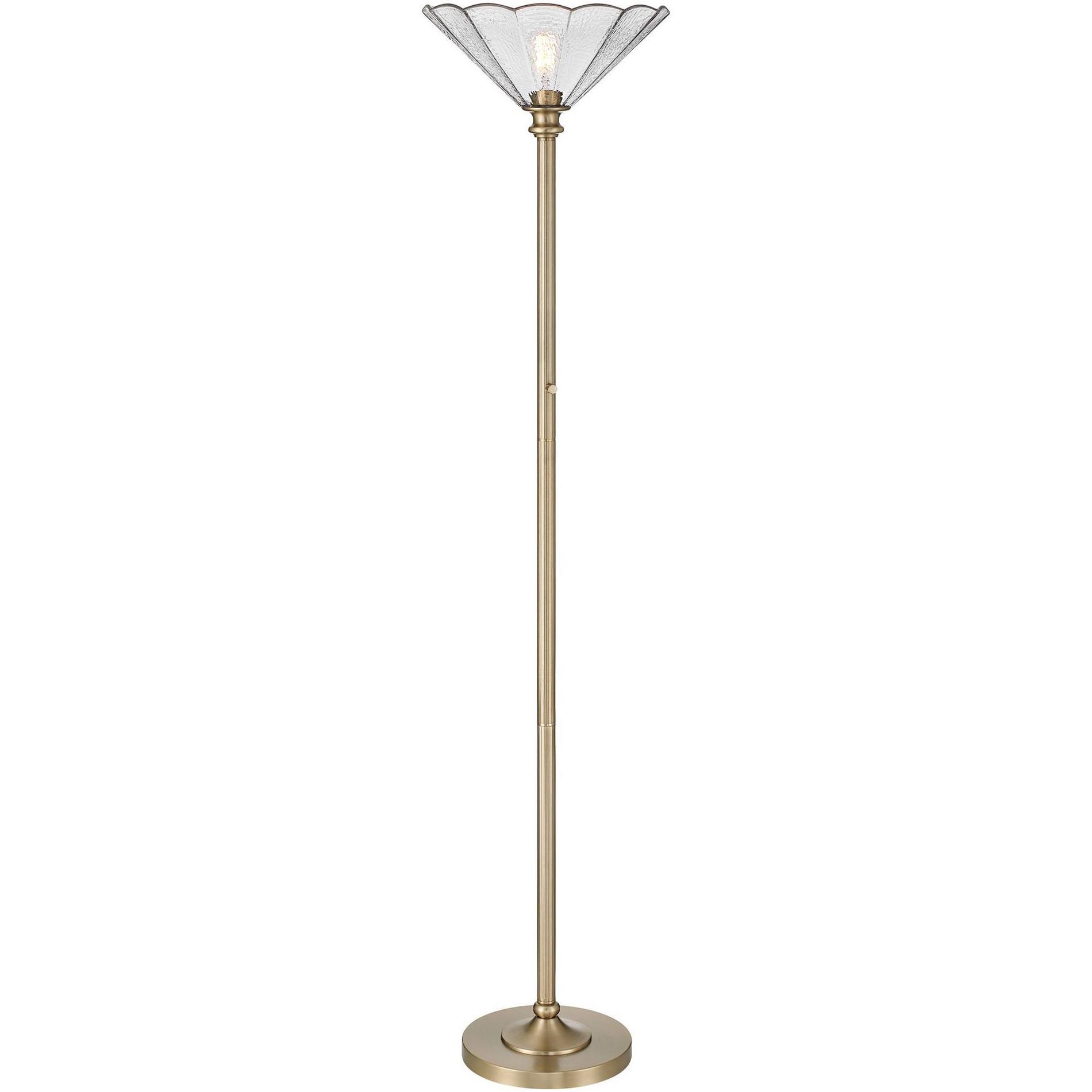 Regency Hill Harmony 72" High Antique Brass and Cast Glass Torchiere Floor Lamp
