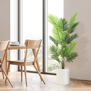 4 ft Artificial Tropical Palm Tree with 18 Trunks Floor Plant in Pot Indoor Outdoor Home Office Garden Modern Decoration - 1 of 4