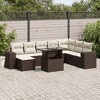 vidaXL 9 Piece Patio Sofa Set with Cushions Brown and Cream Poly Rattan - Without Storage - 2 of 4