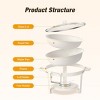 Warmounts 5QT White Maifanite-Coated Chafing Dish Buffet Set Food Warmer with Glass Lids & Holders - 2 of 4