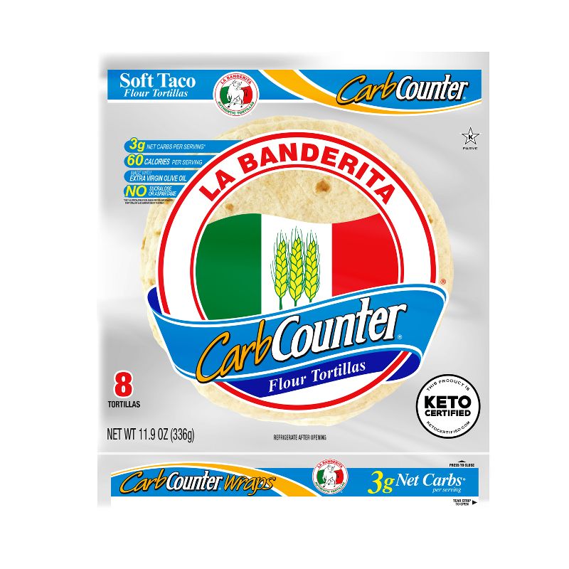 La Banderita Carb Counter Keto Friendly White Tortilla Wraps - 11.9oz/8ct, 1 of 6