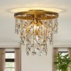 ALOADECOR 5-Light 20" Contemporary and Glam Antique Gold Rain Drop Crystal Flush Mount - 3 of 4