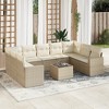 vidaXL 10 Piece Patio Sofa Set with Cushions Beige Poly Rattan - Beige and Cream With Table - 2 of 4
