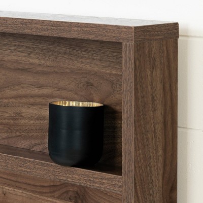 Full Natural Walnut Headboard with Storage Shelf