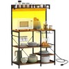 HOMCOM Kitchen Bakers Rack with Power Outlet and LED Lights, Microwave Stand, Coffee Bar with Metal Basket, Multiple Shelves and Glass Holders - 4 of 4