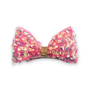 Summer Crystal - Large Sequin Top Bow Hair Clip - 1 Pack - 1 of 4