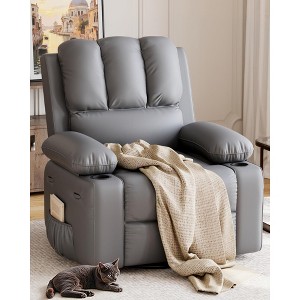 27'' Oversized Recliner, Manual Recliner Chair for Adults, PU Leather Single Sofa with with Extra Width - 1 of 4
