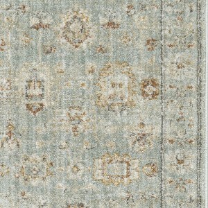 HomeRoots 8' Green And Ivory Oriental Distressed Runner Rug With Fringe - 1 of 4