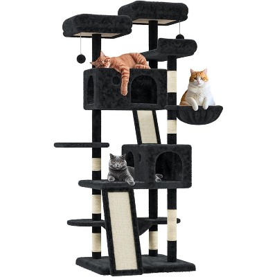 66" Multi-Level Cat Tree w/Sisal Scratching Posts, Condos, Hammock & Perch – Durable Tower for Multiple Cats