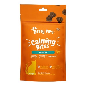 Zesty Paws Bacon Flavor Calming Bites Vitamins and Supplements for Cats - 30ct - 1 of 4