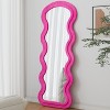 Dexmalle Pink Full Length Mirror with Wave Rose Frame Covered Flannel Fabric - 2 of 4