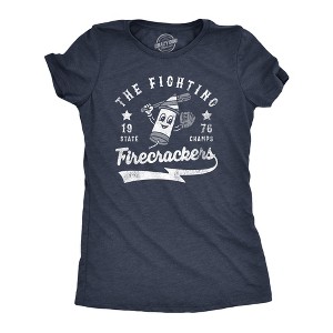 Womens The Fighting Firecrackers T Shirt Funny Fourth Of July Party Baseball Team Tee For Ladies - Crazy Dog Women's T Shirt - 1 of 4