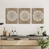3pcs Bohemian Rustic Farmhouse Art Canvas Prints - Brown Geometric Pattern, Wood Framed, Multi-Purpose Wall Decor for Living Room - 3 of 4