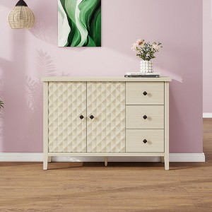Modern 2-Door 3-Drawer Storage Cabinet with Embossed Doors, Buffet Sideboard for Living Room, Kitchen - 1 of 4