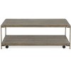 Vynxaria Living Room Coffee Table, Metal Frame + Hardwood Solid/Oak Veneer, Aged Graphite Finish, Removable Casters, Fixed Bottom Shelf - 2 of 4