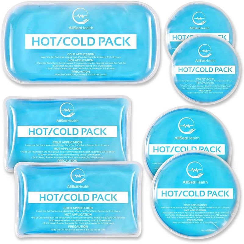 Allsett Health Reusable Hot And Cold Gel Ice Packs For Injuries - Cold Compress, Ice Pack, Gel Ice Pack, Knee, Hand, Leg, Foot, Flexible- 7 Pack Blue, 1 of 7