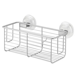iDESIGN Classico Bathroom Shower Suction Caddy Basket for Shampoo Conditioner Soap Silver - 1 of 3
