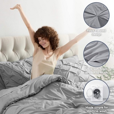 Gray Queen Reversible Microfiber Bed in a Bag Set