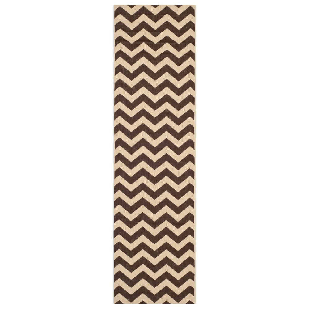 2'3inX10' Runner Darcy Patio Rug Dark Brown - Safavieh