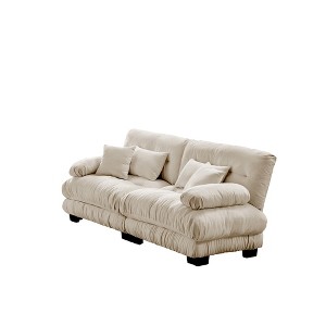 Dexmalle Chenille Loveseat with 2 Lumbar pillows,Light Coffee - 1 of 4