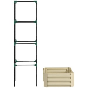 Galvanized Planter Box, 24" x 24" x 73.5" Raised Garden Bed with Tomato Cage for Climbing Vines - 1 of 4