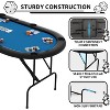 8 Player Oval Poker Game Table for Texas Holdem Poker and Blackjack, 71in Portable Poker Table with Collapsible Legs, Padded Rails & Cup Holders - 4 of 4