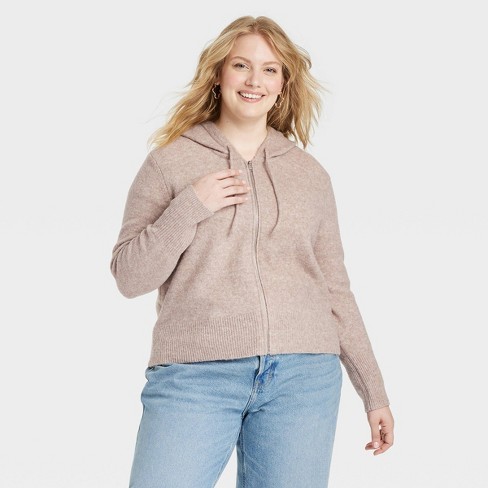 Tan zip up sweater sale