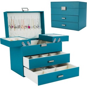 PU Leather Jewelry Organizer Box in Champagne, Gift for Valentine's Day, Birthday, Mother's Day, Christmas - 1 of 4