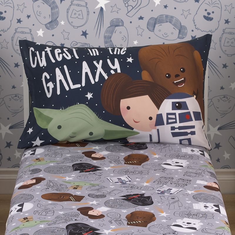 Star Wars Welcome to the Galaxy 2 Piece Toddler Sheet Set - Fitted Bottom Sheet and Reversible Pillowcase, 2 of 5