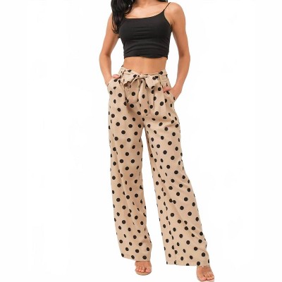 Women's Presly Polka Dot Wide Leg Pants - Tea & Cup