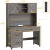 67" H Executive Desk with Hutch, 4 Drawers and LED Light, Computer Desk with Charging Station - 2 of 4