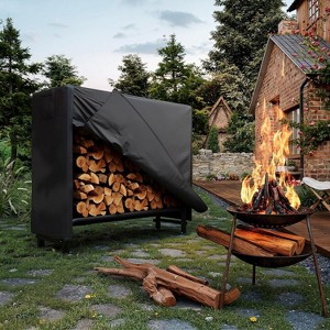 Large Firewood Rack Outdoor with Cover,Heavy Duty Metal Wood Rack with Zipper, Black Waterproof Oxford Fabric,for Indoor & Outdoor - 1 of 4